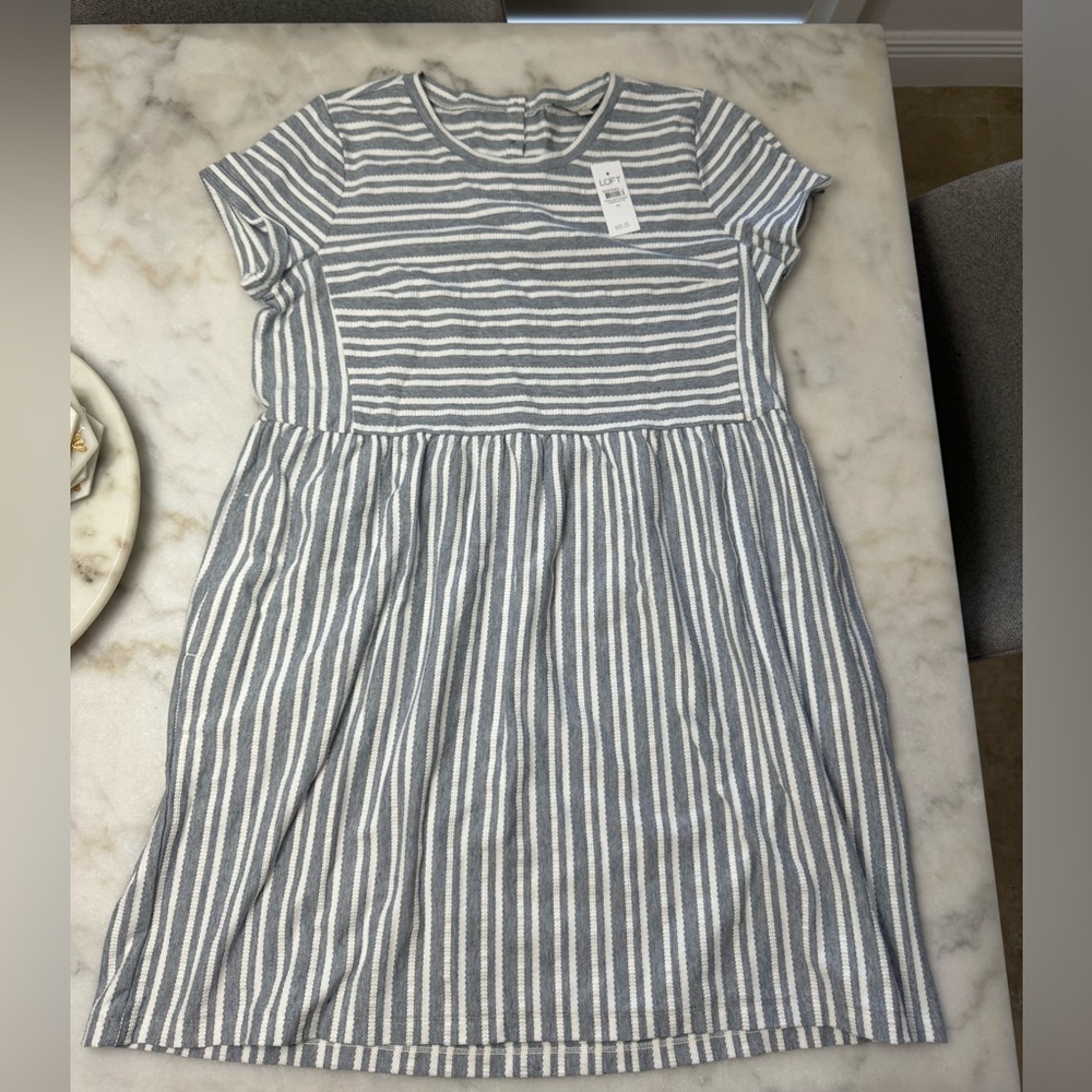 Blue and white stripped Loft dress